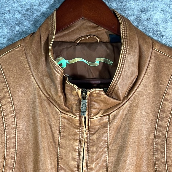 Women's Plus Size 2X Soft Faux Leather Jacket Big Chill Zipper Brown Tan *READ* - Picture 4 of 17